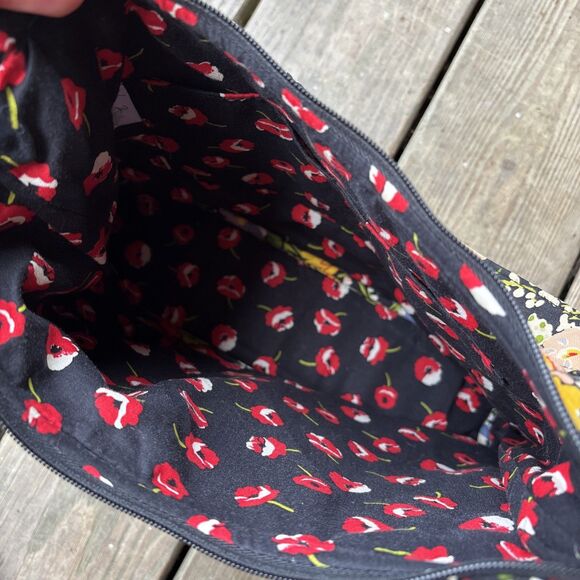 Vera Bradley Black Poppy Print Shoulder Bag purse EUC - Picture 6 of 9